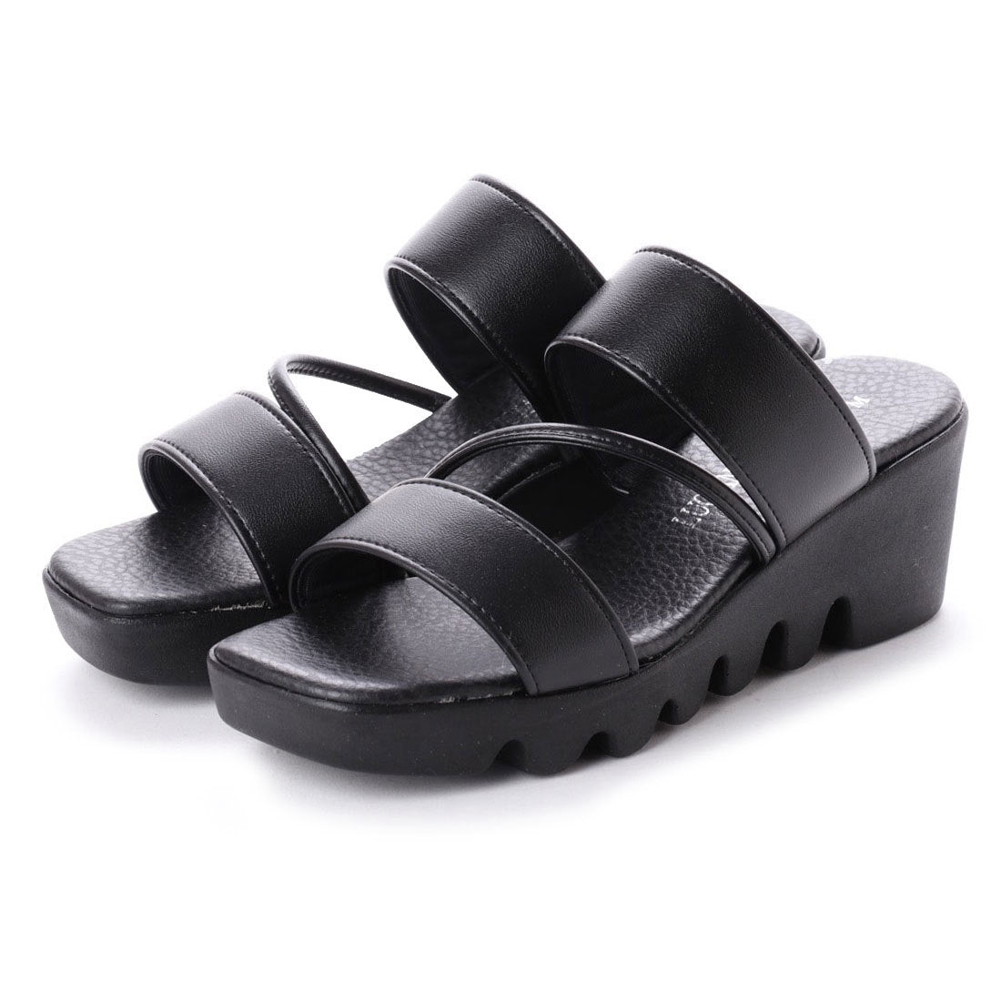 イタリコ ITALICO 日本製 楽ちんふかふか 波型 厚ソール コンフォート オフィスサンダル (ブラック) ブラック