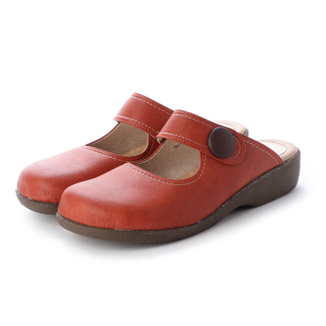 イタリコ ITALICO 日本製 楽ちん クルミボタン リゾート サボ クロッぐサンダル,レンガ