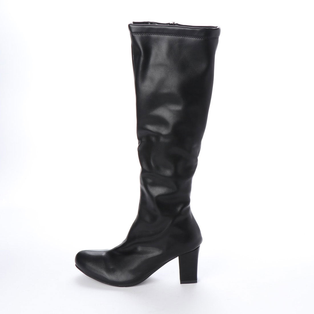 イタリコ ITALICO チャンキーヒール シンプルロングブーツ (ブラックスムース) ブラックスムース