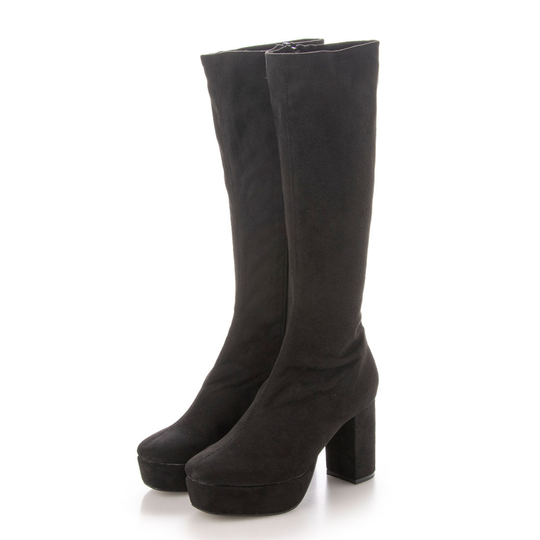 イタリコ ITALICO 厚底 チャンキーヒール ストレッチ ロングブーツ (クロスエード) クロスエード