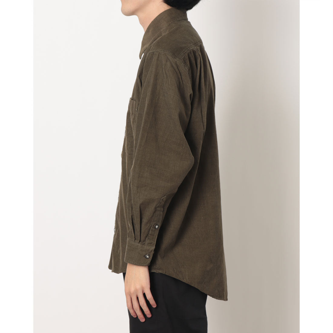 イタリコ ITALICO SANTA BARBARA コーデュロイ 長袖ネルシャツ (カーキ) カーキ