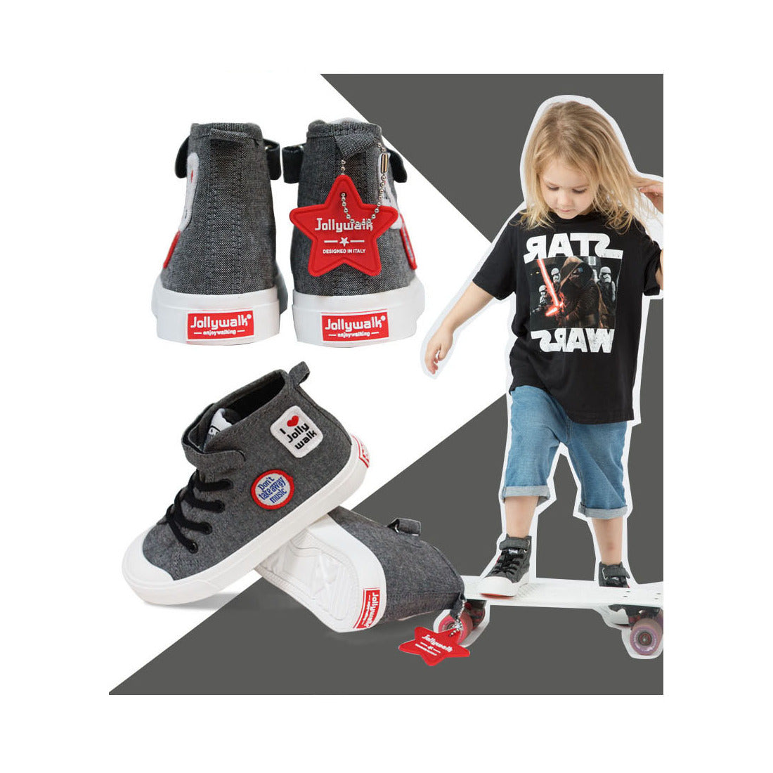 ジョリーウォーク Jolly Walk 子供用 キッズ スニーカー ハイカット キャンバスタイプ JW807