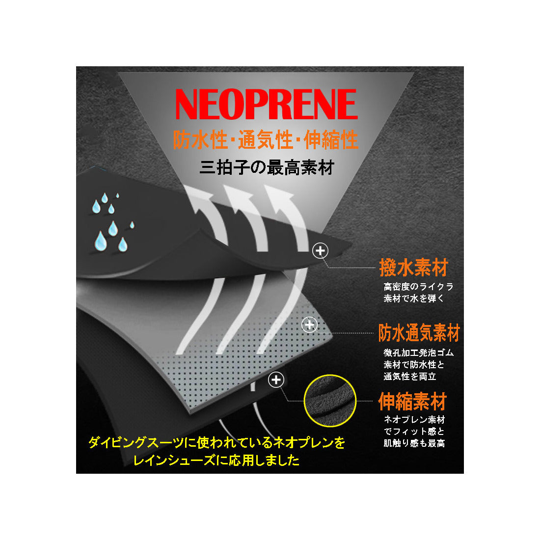 ジョリーウォーク Jolly Walk スポーティ レインブーツ 防滑 耐候性 耐油 耐屈曲 アウトソール ネオプレン クロロプレン JW218