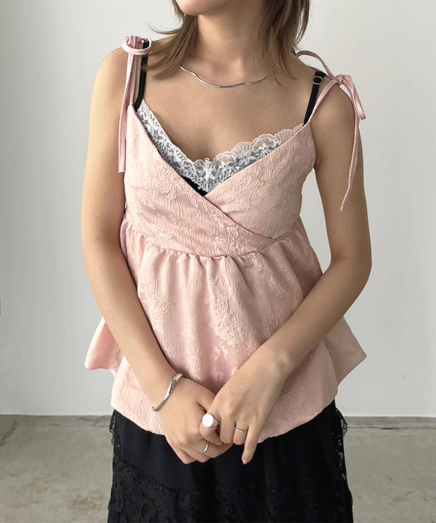 ジュエローブ Jewelobe ジャガードバルーンキャミチュニック (ピンク) ピンク