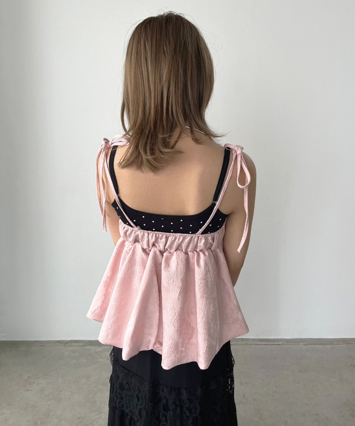 ジュエローブ Jewelobe ジャガードバルーンキャミチュニック (ピンク) ピンク