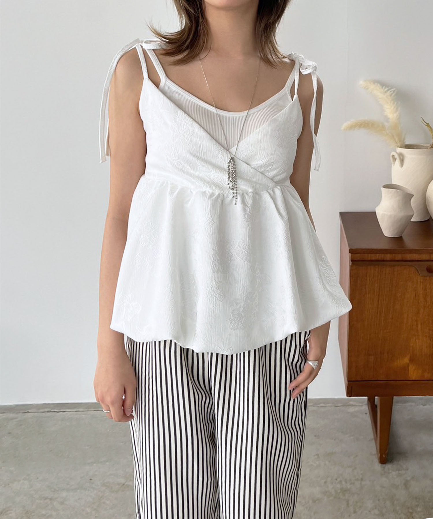 ジュエローブ Jewelobe ジャガードバルーンキャミチュニック (ホワイト) ホワイト