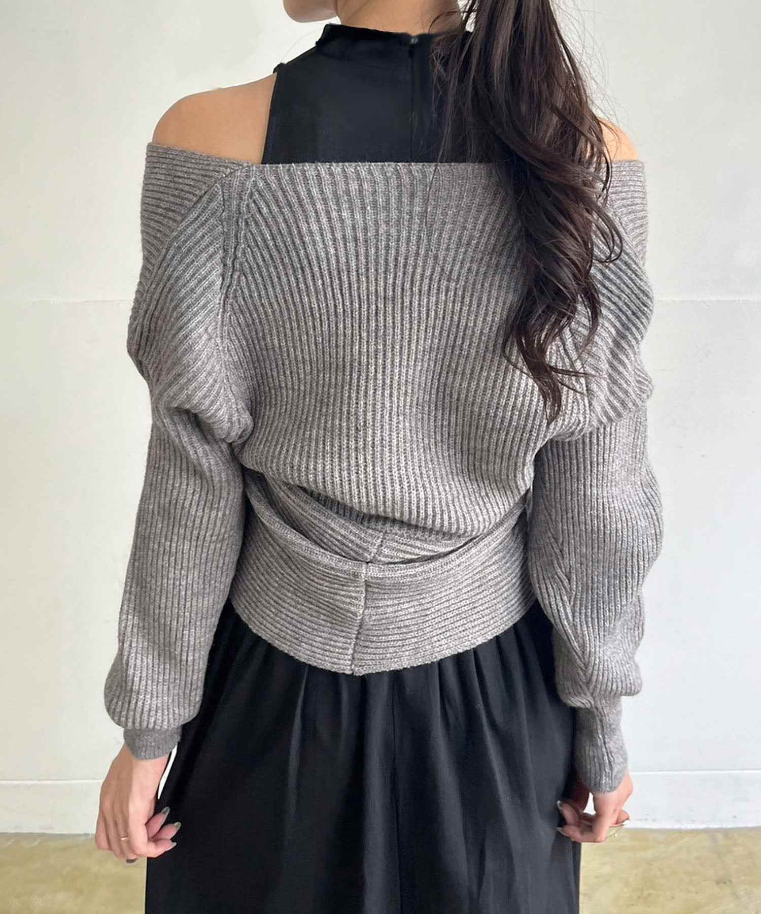 ジュエローブ Jewelobe クロスカシュクールニット&ウィングカラーアメスリワンピースセット