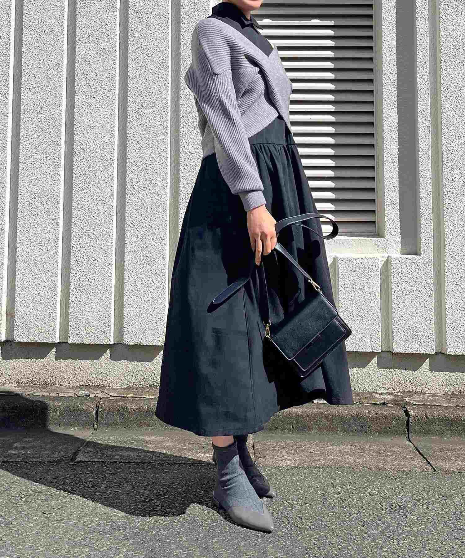 ジュエローブ Jewelobe クロスカシュクールニット&ウィングカラーアメスリワンピースセット