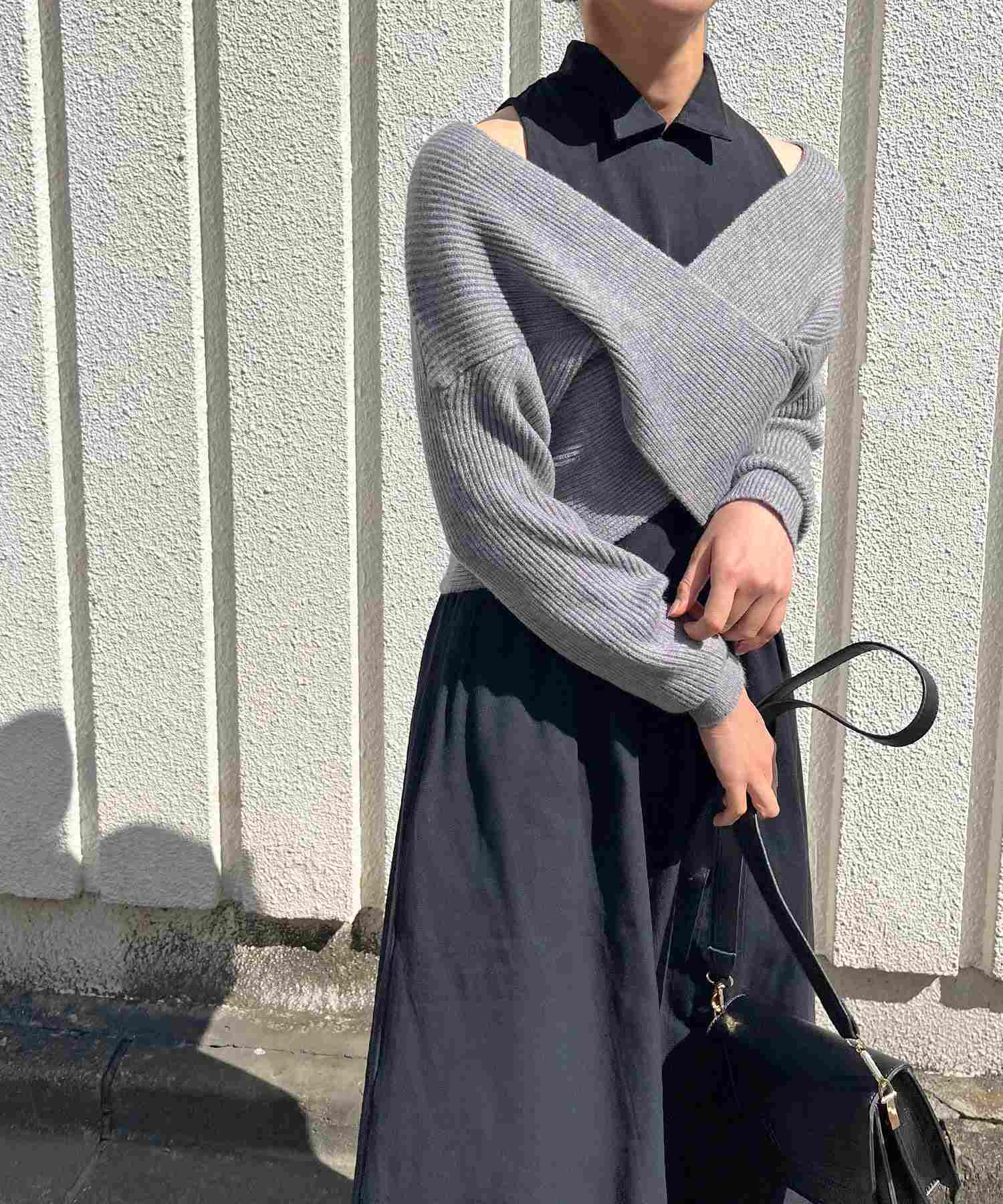 ジュエローブ Jewelobe クロスカシュクールニット&ウィングカラーアメスリワンピースセット