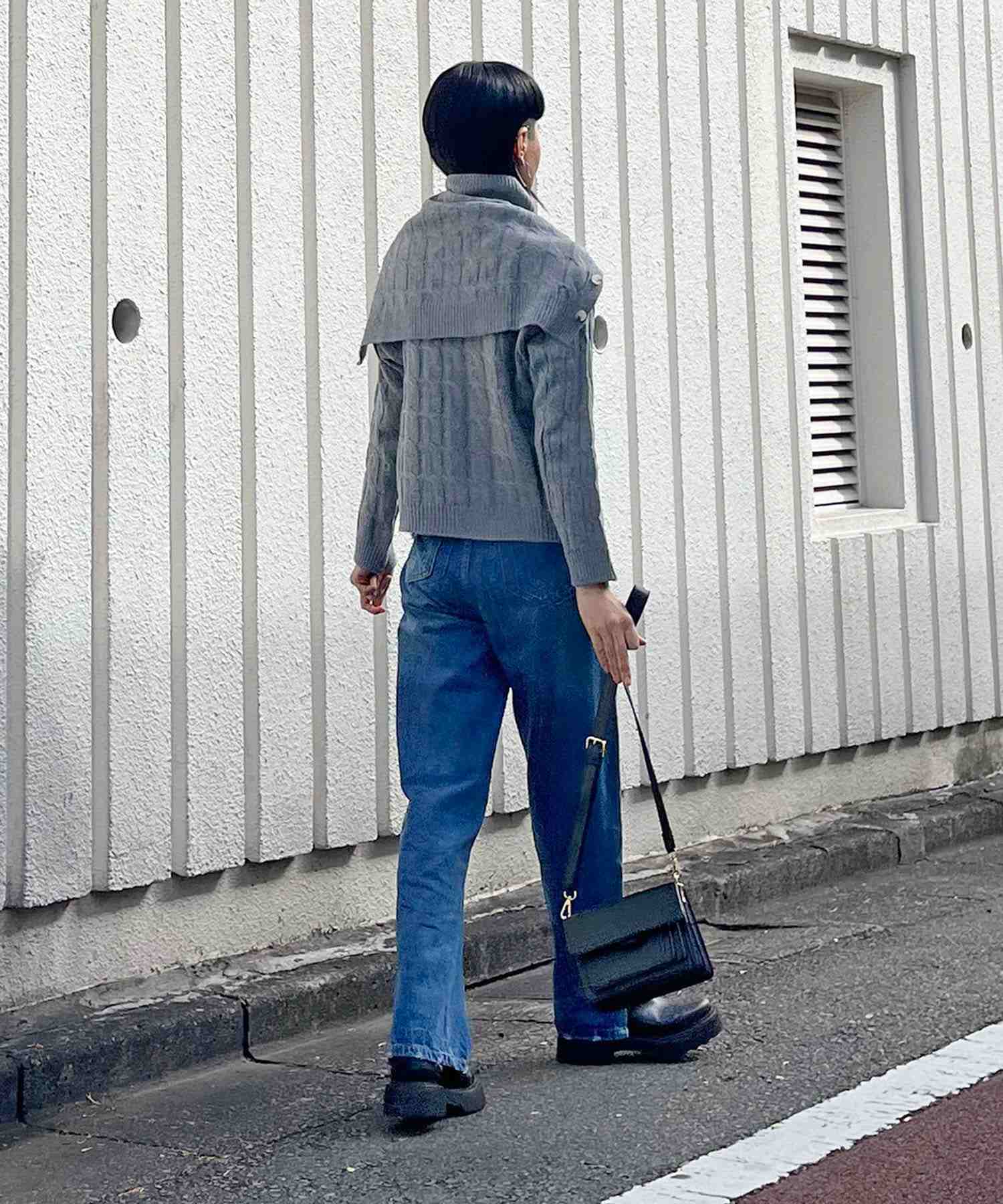 ジュエローブ Jewelobe ネックウォーマー付きケーブルニットプルオーバー