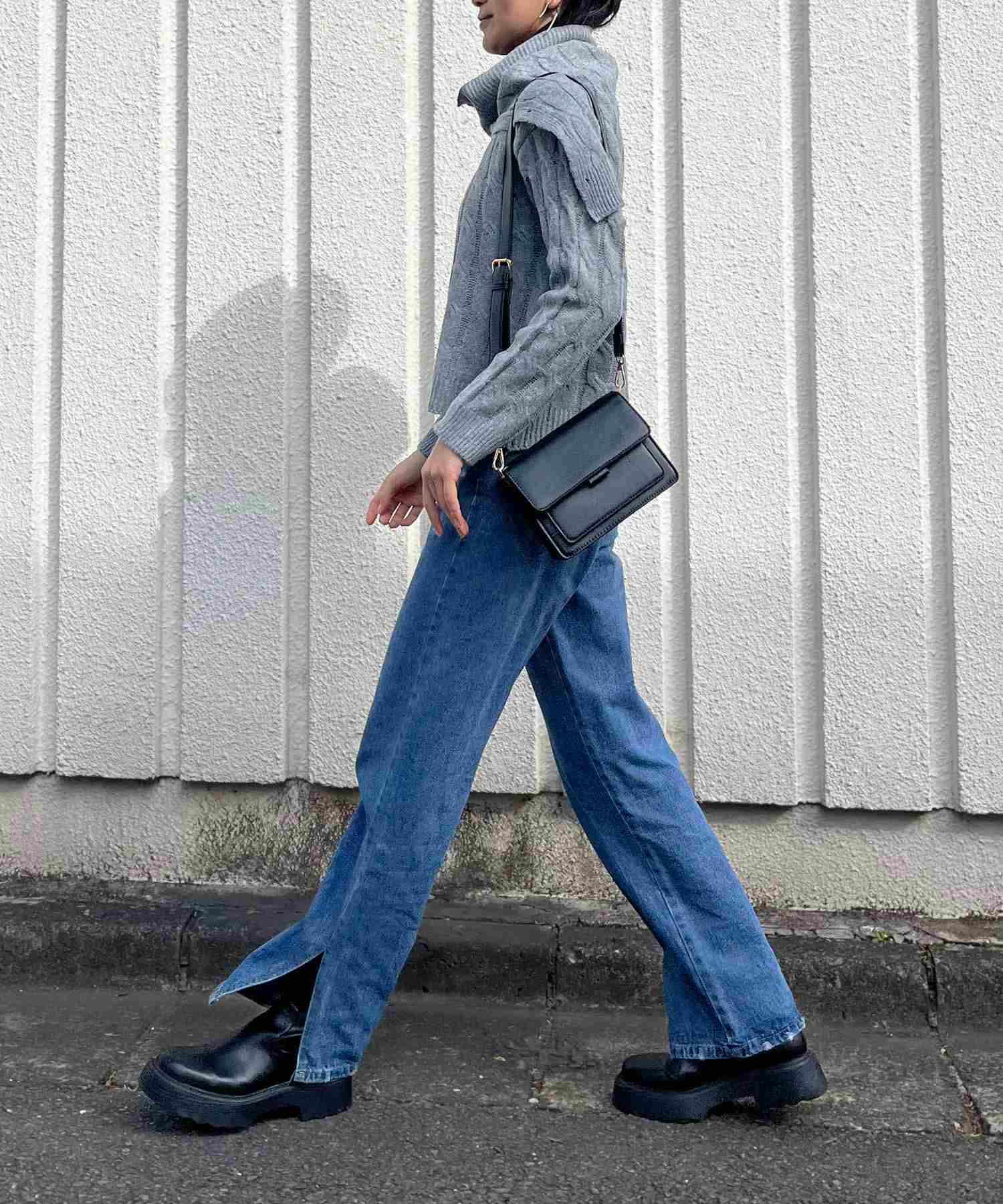 ジュエローブ Jewelobe ネックウォーマー付きケーブルニットプルオーバー