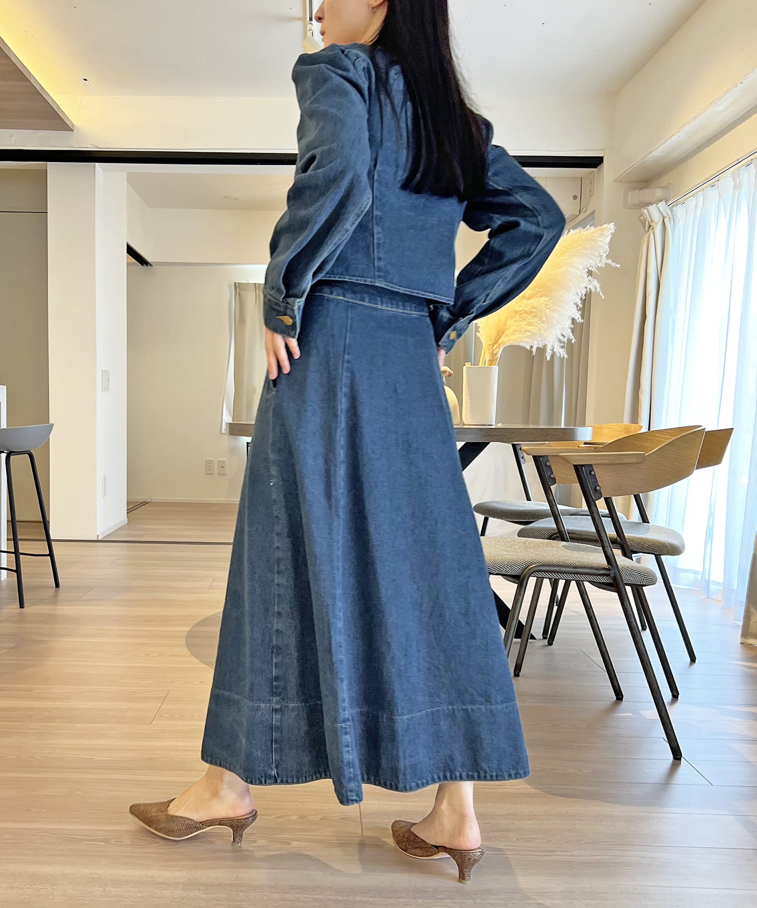 ジュエローブ Jewelobe ビスチェジャケット×フレアスカート デニムセットアップ
