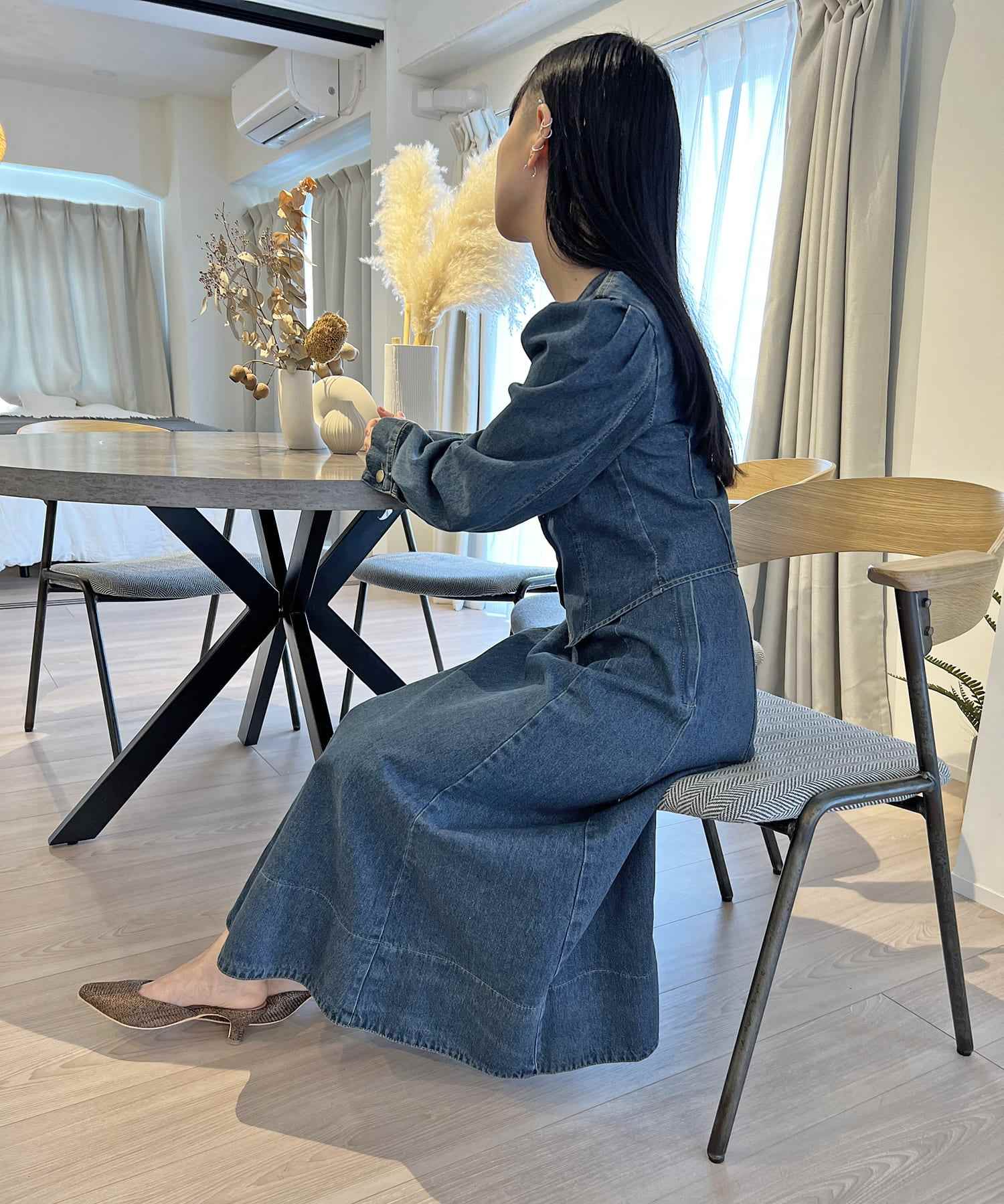 ジュエローブ Jewelobe ビスチェジャケット×フレアスカート デニムセットアップ