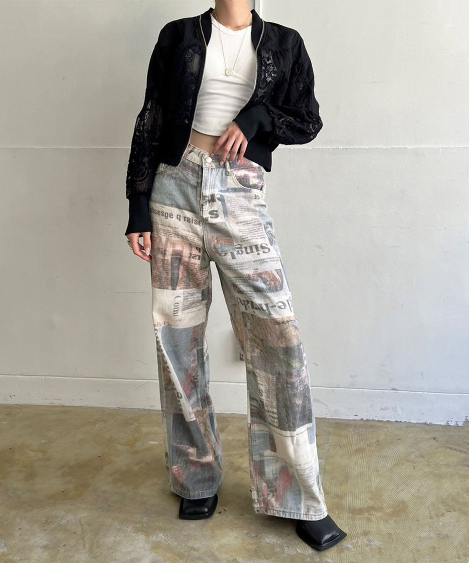 ジュエローブ Jewelobe ボディシアーレースギャザーブルゾン (ブラック) ブラック