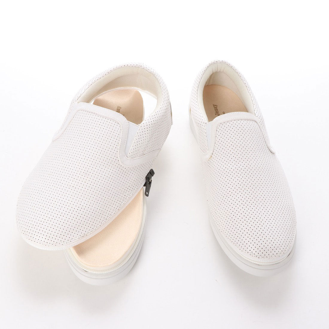 ジョニーアンドジェシー Johnny & Jessy パンチングスリッポン,ホワイト