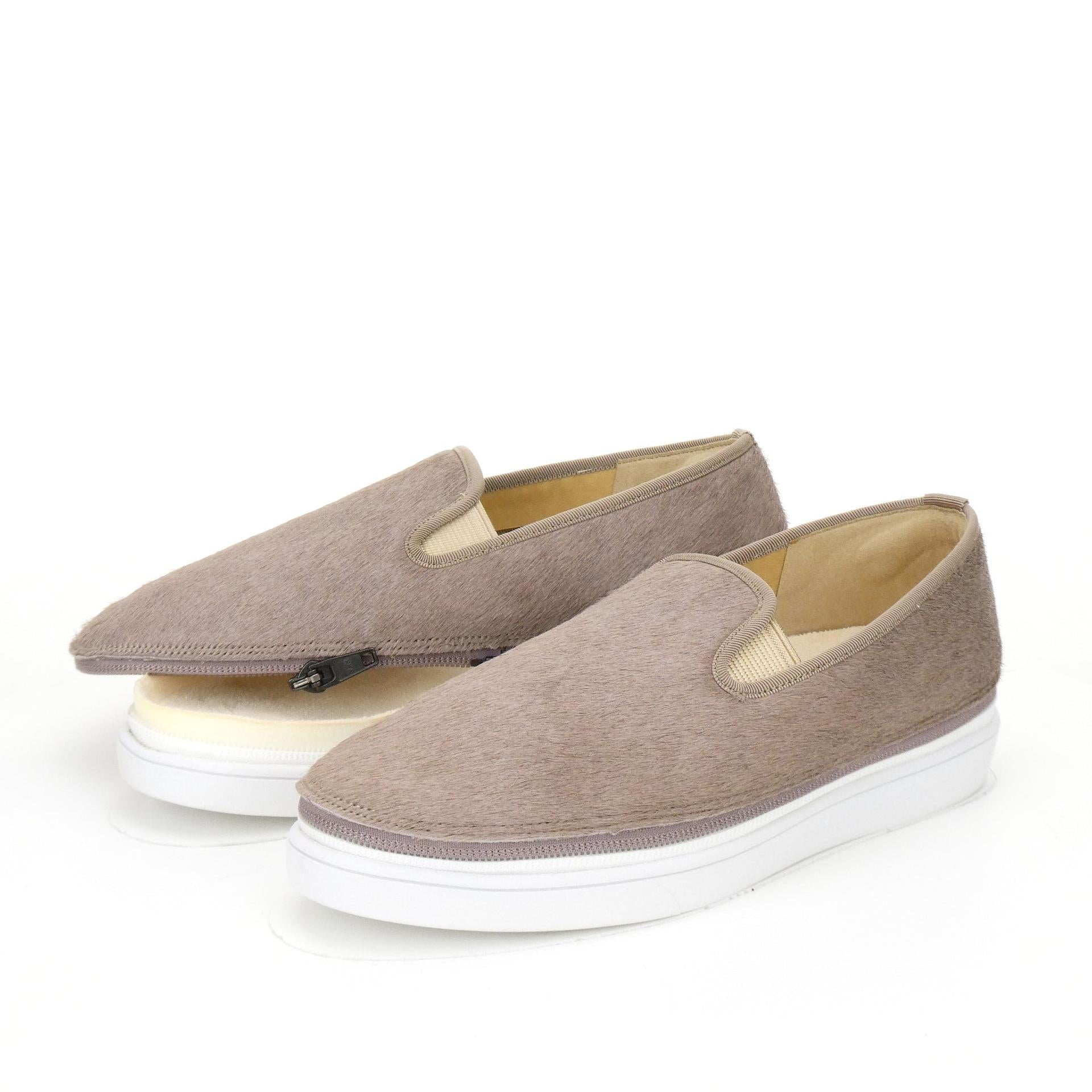 ジョニーアンドジェシー Johnny & Jessy ハラコ ゴムスリッポン,ベージュ