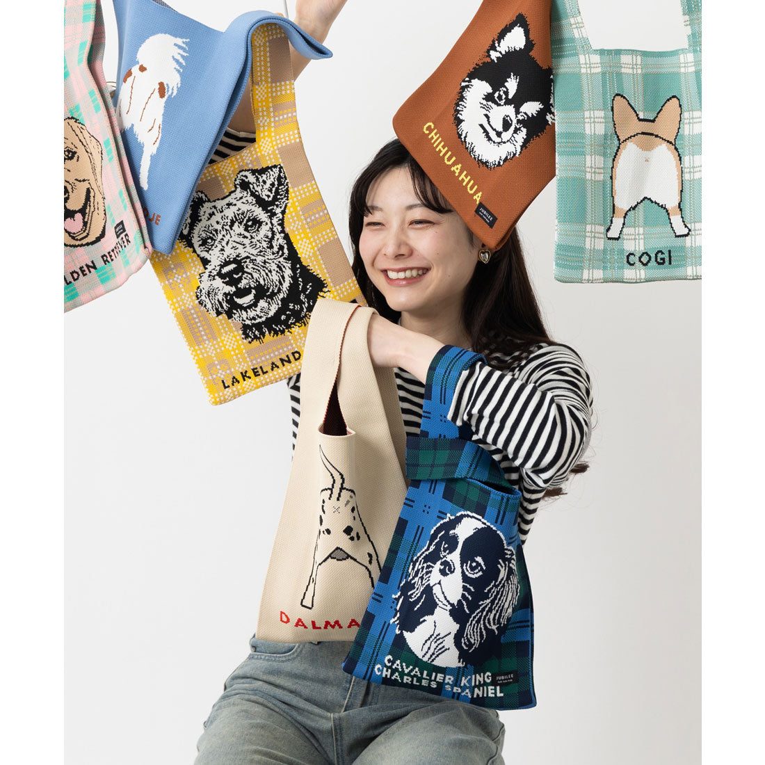 ジュビリー Jubilee ニットトートバッグ 大きめマルシェサイズ 犬種別デザイン お散歩にも (その他9) その他9