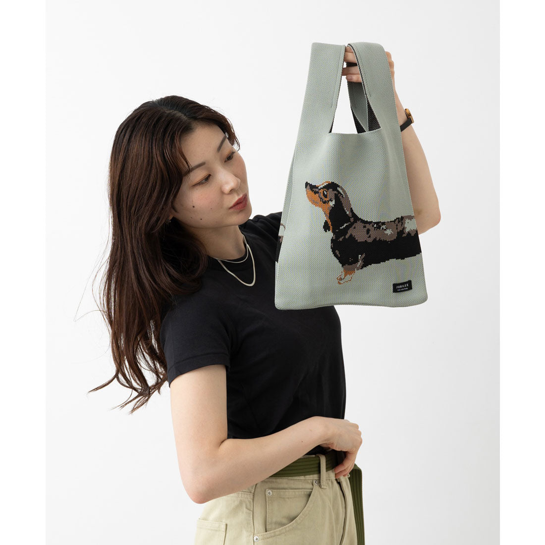 ジュビリー Jubilee ニットトートバッグ 大きめマルシェサイズ 猫や犬デザイン (その他21) その他21
