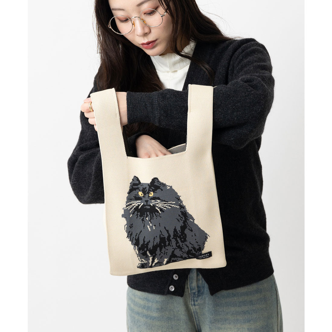 ジュビリー Jubilee ニットトートバッグ 大きめマルシェサイズ 猫や犬デザイン (その他30) その他30