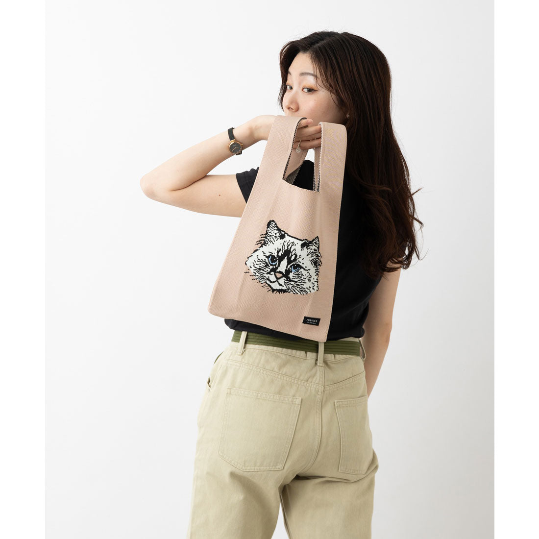 ジュビリー Jubilee ニットトートバッグ 大きめマルシェサイズ 猫や犬デザイン (その他20) その他20