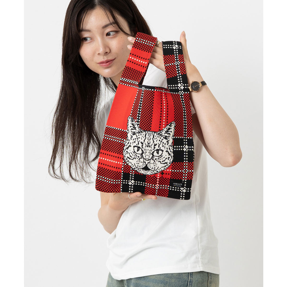 ジュビリー Jubilee ニットトートバッグ 大きめマルシェサイズ 猫や犬デザイン (その他25) その他25