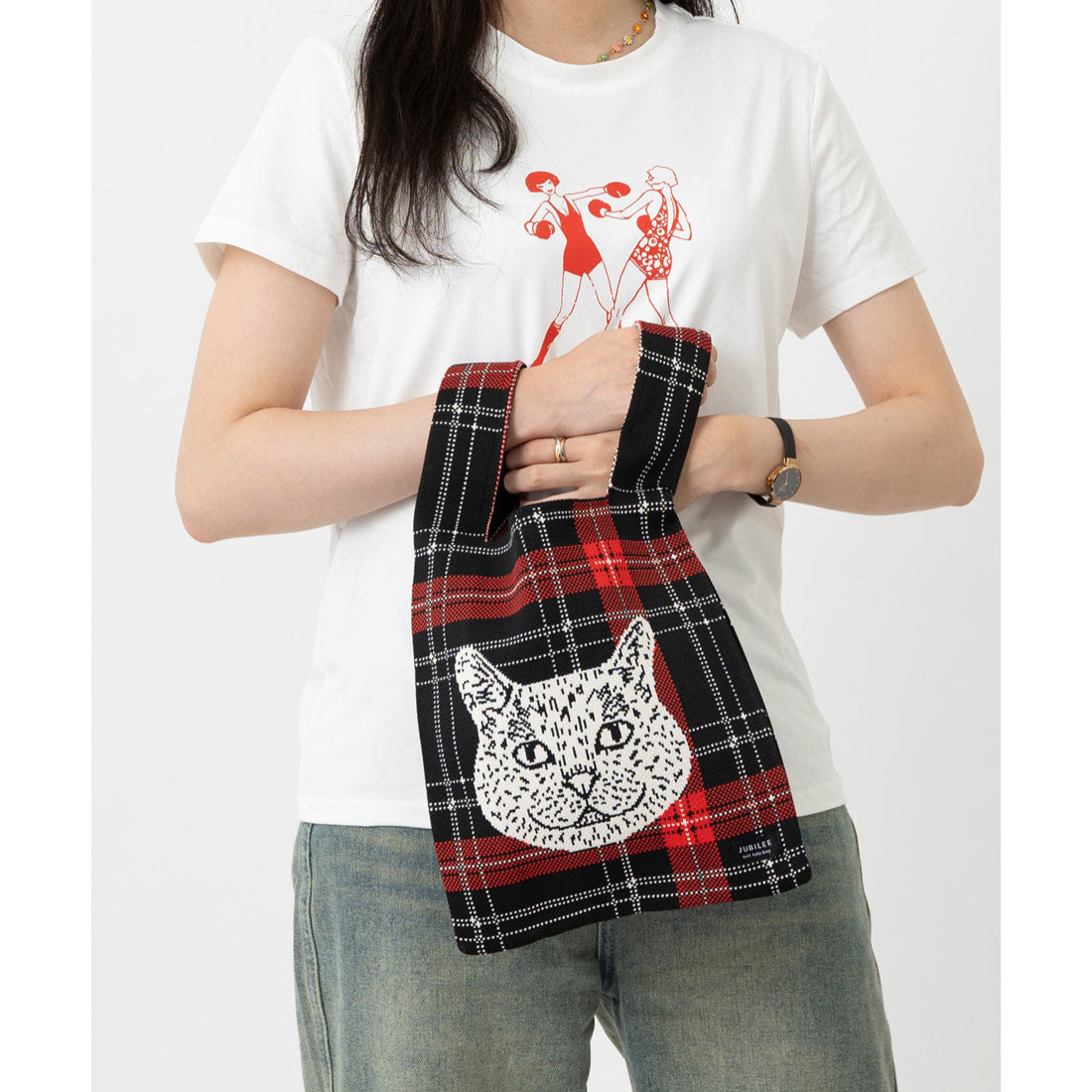 ジュビリー Jubilee ニットトートバッグ 大きめマルシェサイズ 猫や犬デザイン (その他23) その他23