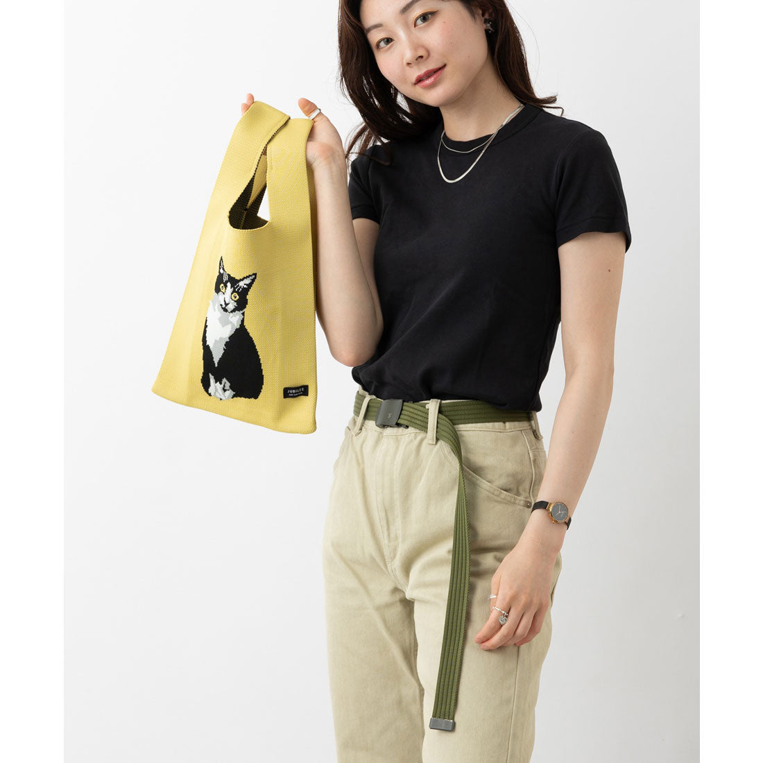 ジュビリー Jubilee ニットトートバッグ 大きめマルシェサイズ 猫や犬デザイン (その他19) その他19