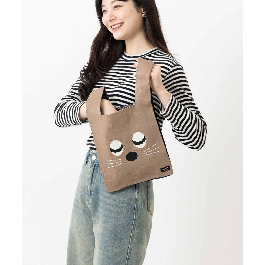 ジュビリー Jubilee ニットトートバッグ 大きめマルシェサイズ 猫や犬デザイン (その他33) その他33