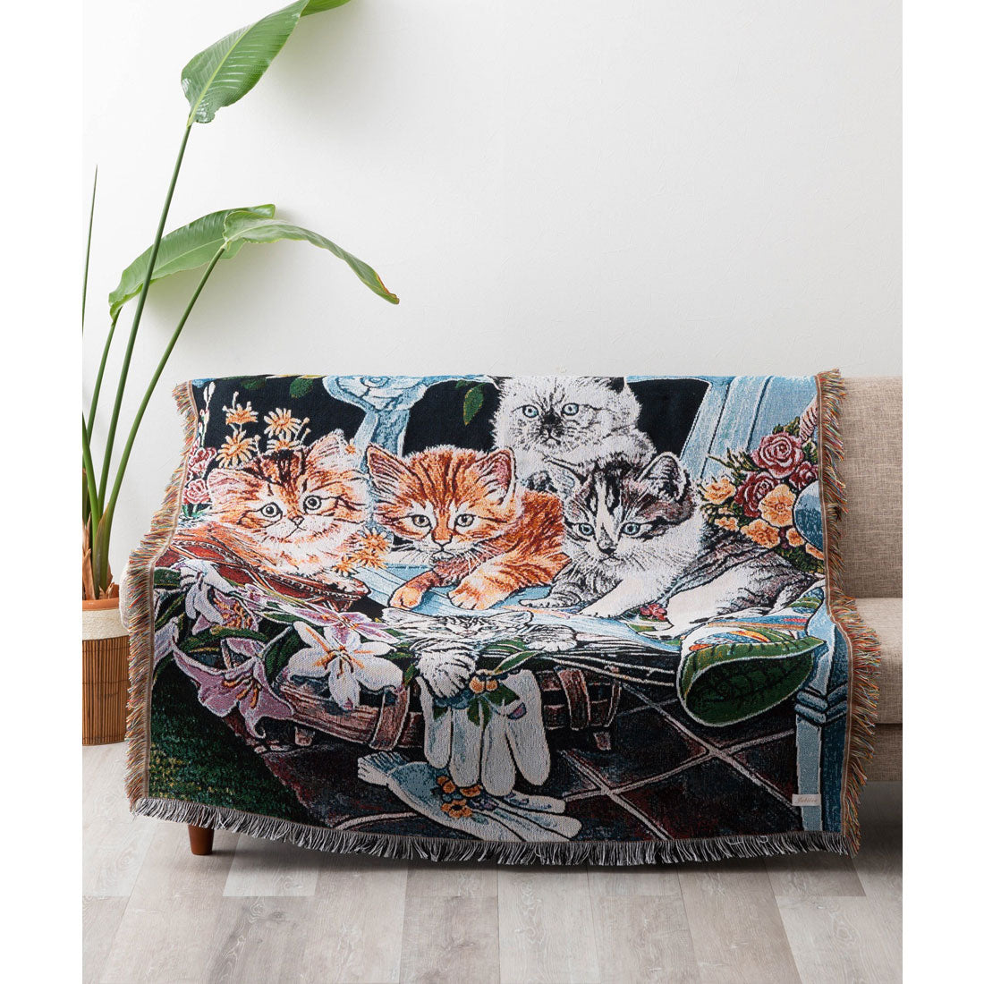 ジュビリー Jubilee 猫 犬デザイン ジャガード織 スローケットラグ アソート 130x160cm (G) G