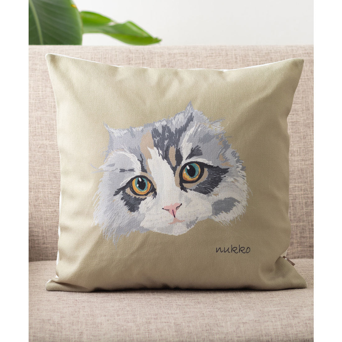 ジュビリー Jubilee × Nukko コラボ クッションカバー ペットデザイナー 犬 猫 ウサギ (グレイッシュベージュ) グレイッシュベージュ