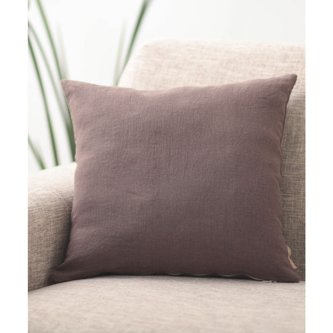 ジュビリー Jubilee 洗いざらし 天然麻 100% ストーンウォッシュ クッションカバー (ブラウン) ブラウン