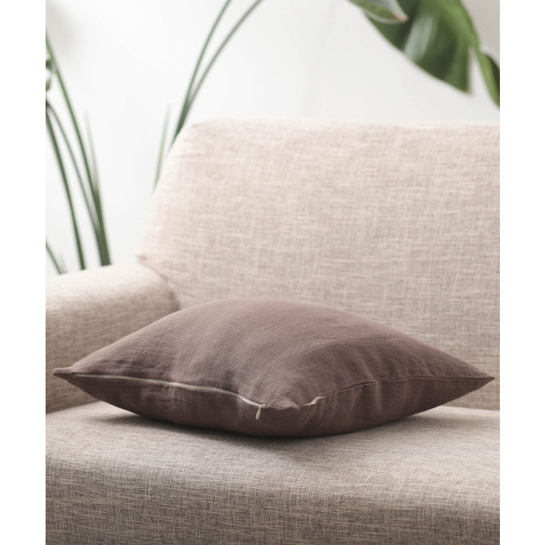 ジュビリー Jubilee 洗いざらし 天然麻 100% ストーンウォッシュ クッションカバー (ブラウン) ブラウン