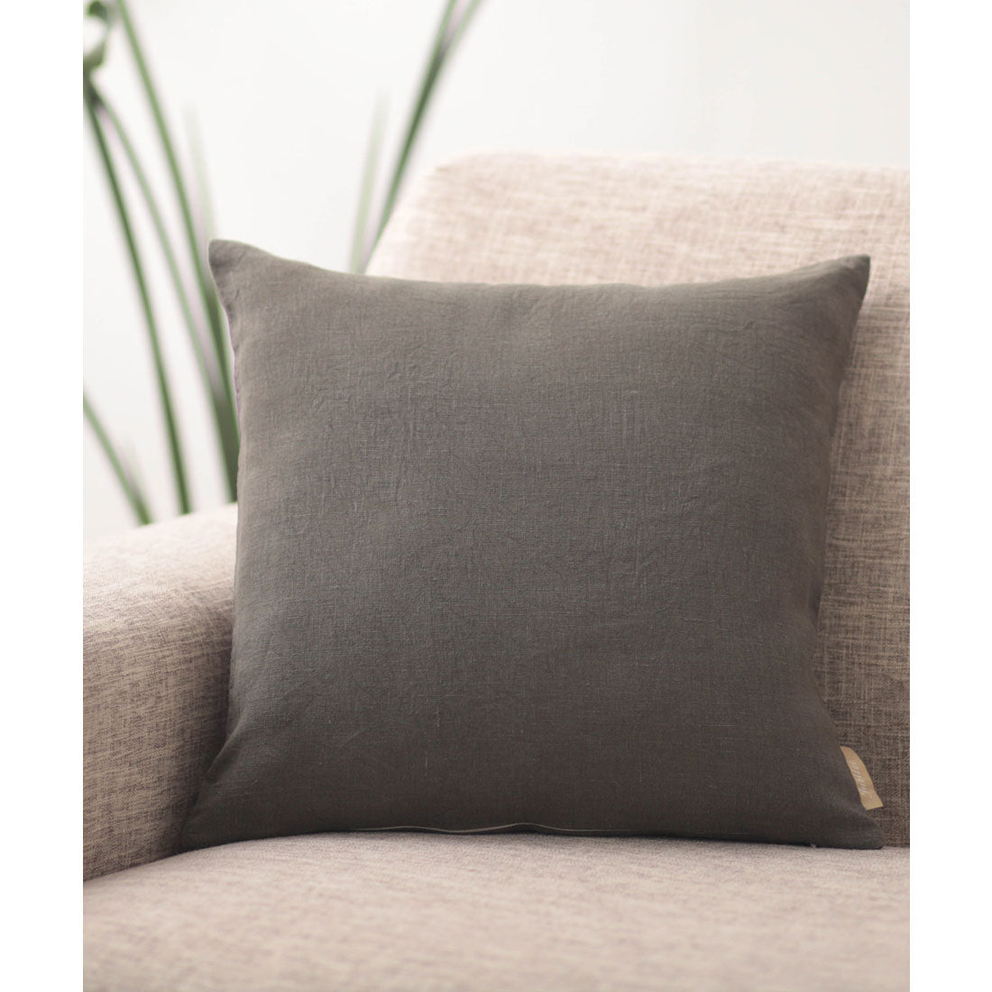 ジュビリー Jubilee 洗いざらし 天然麻 100% ストーンウォッシュ クッションカバー (カーキ) カーキ