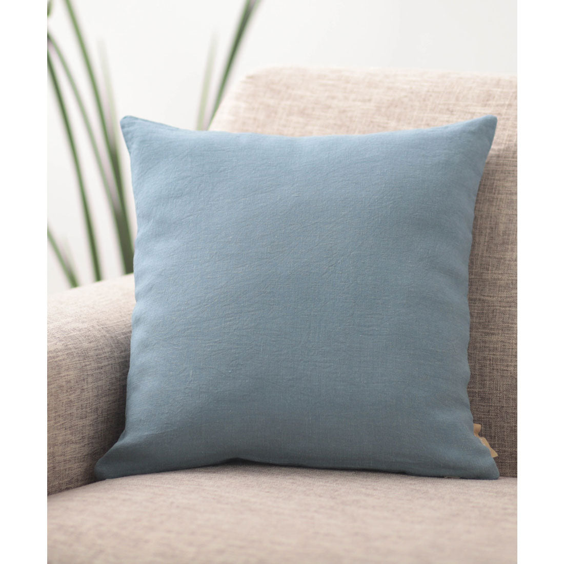 ジュビリー Jubilee 洗いざらし 天然麻 100% ストーンウォッシュ クッションカバー (スカイブルー) スカイブルー