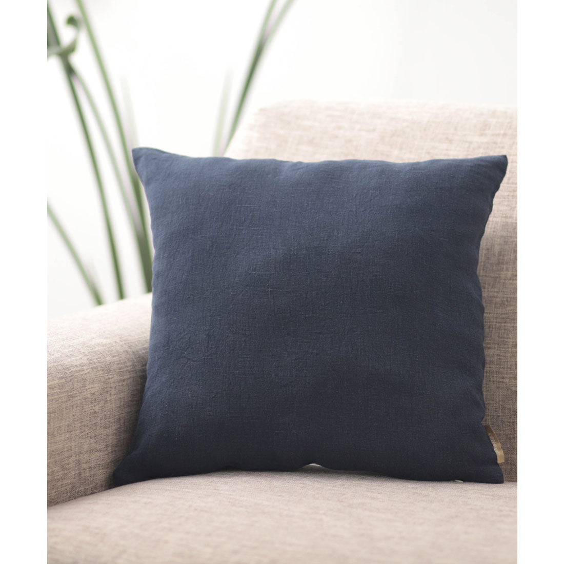ジュビリー Jubilee 洗いざらし 天然麻 100% ストーンウォッシュ クッションカバー (ネイビー) ネイビー