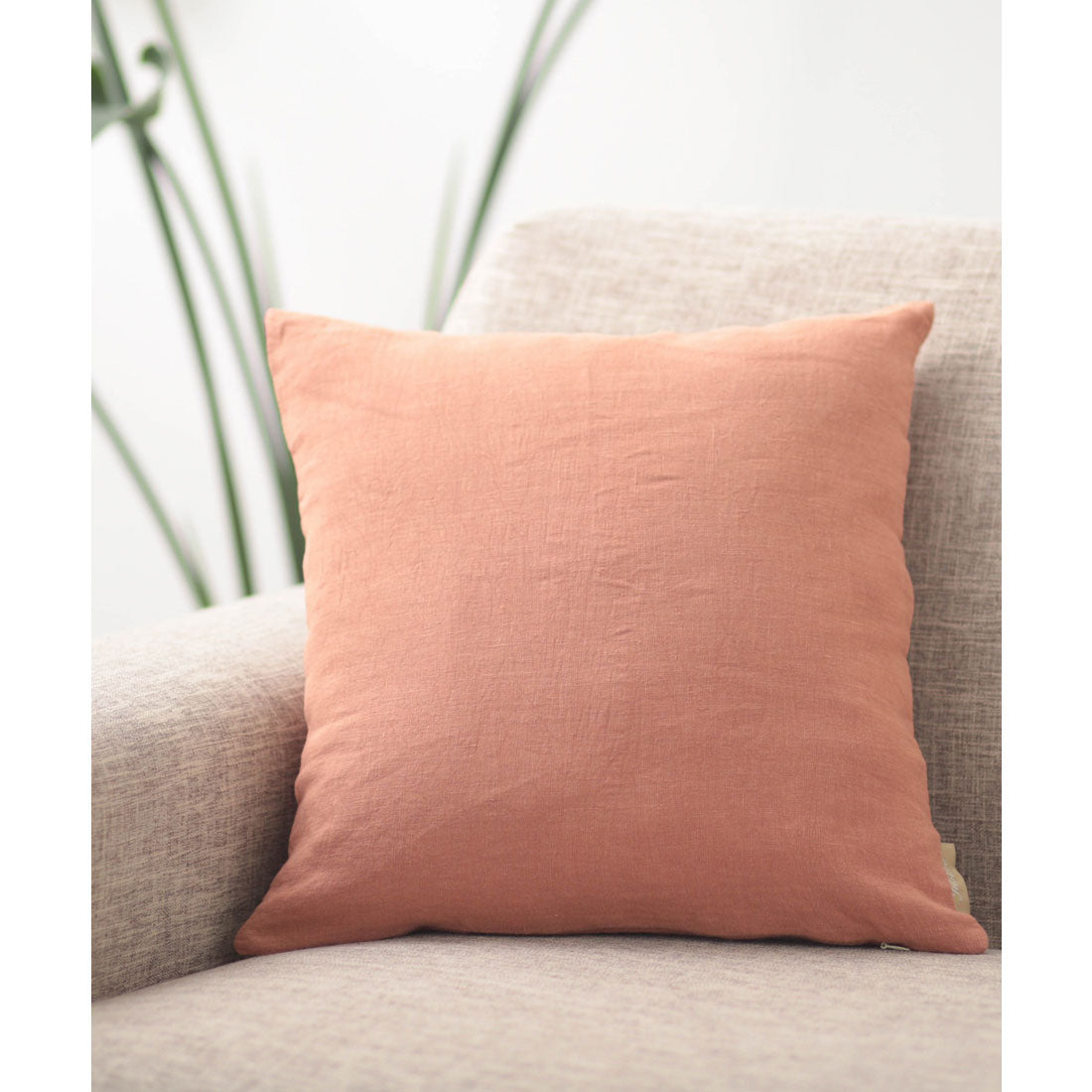 ジュビリー Jubilee 洗いざらし 天然麻 100% ストーンウォッシュ クッションカバー (ローズ) ローズ