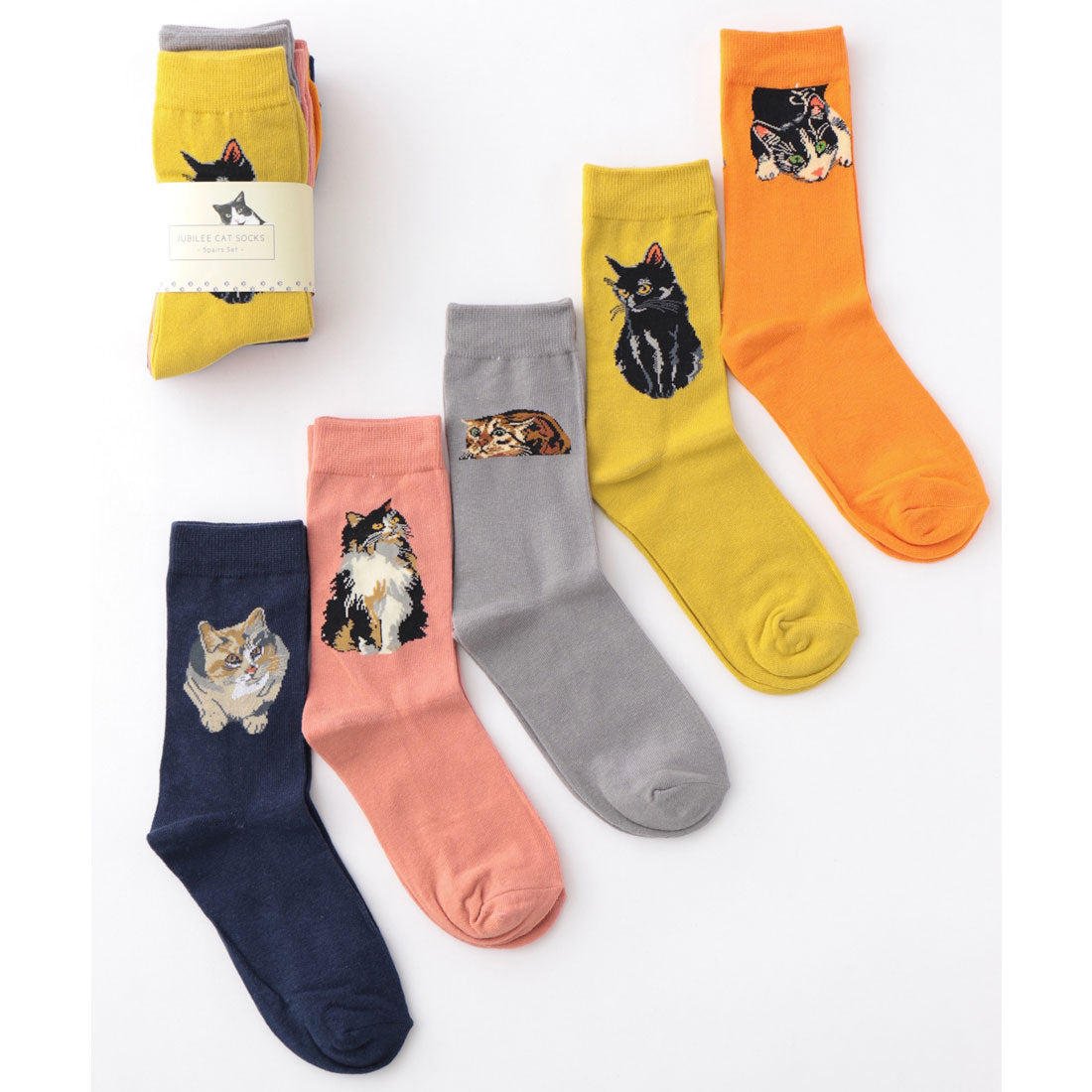 ジュビリー Jubilee キャット 猫デザイン ソックス5足セット ユニセックス (MIX) MIX