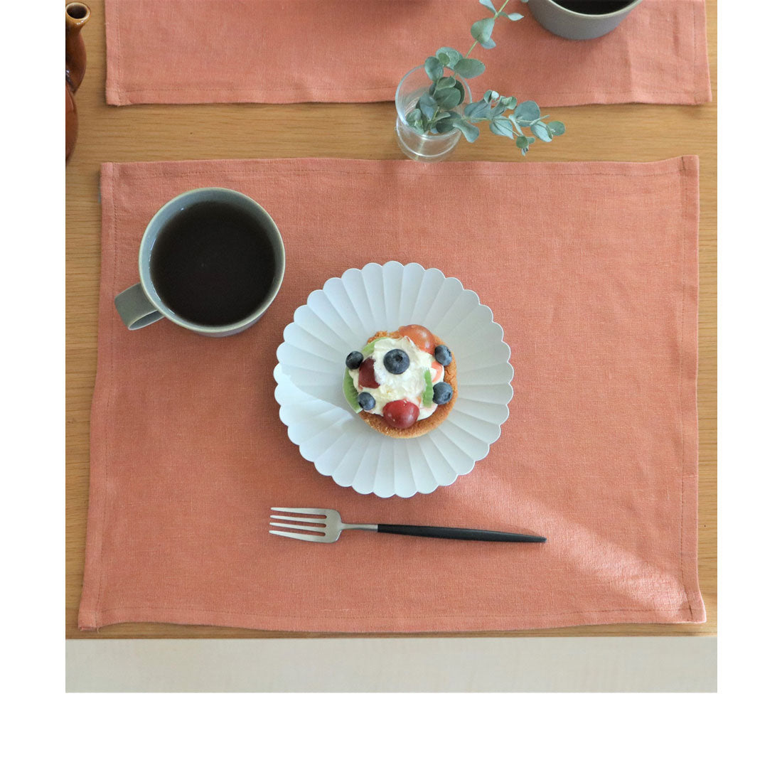 ジュビリー Jubilee 【2枚セット】 天然麻 100% ストーンウォッシュ 吸水速乾 ランチョンマット (ローズ) ローズ