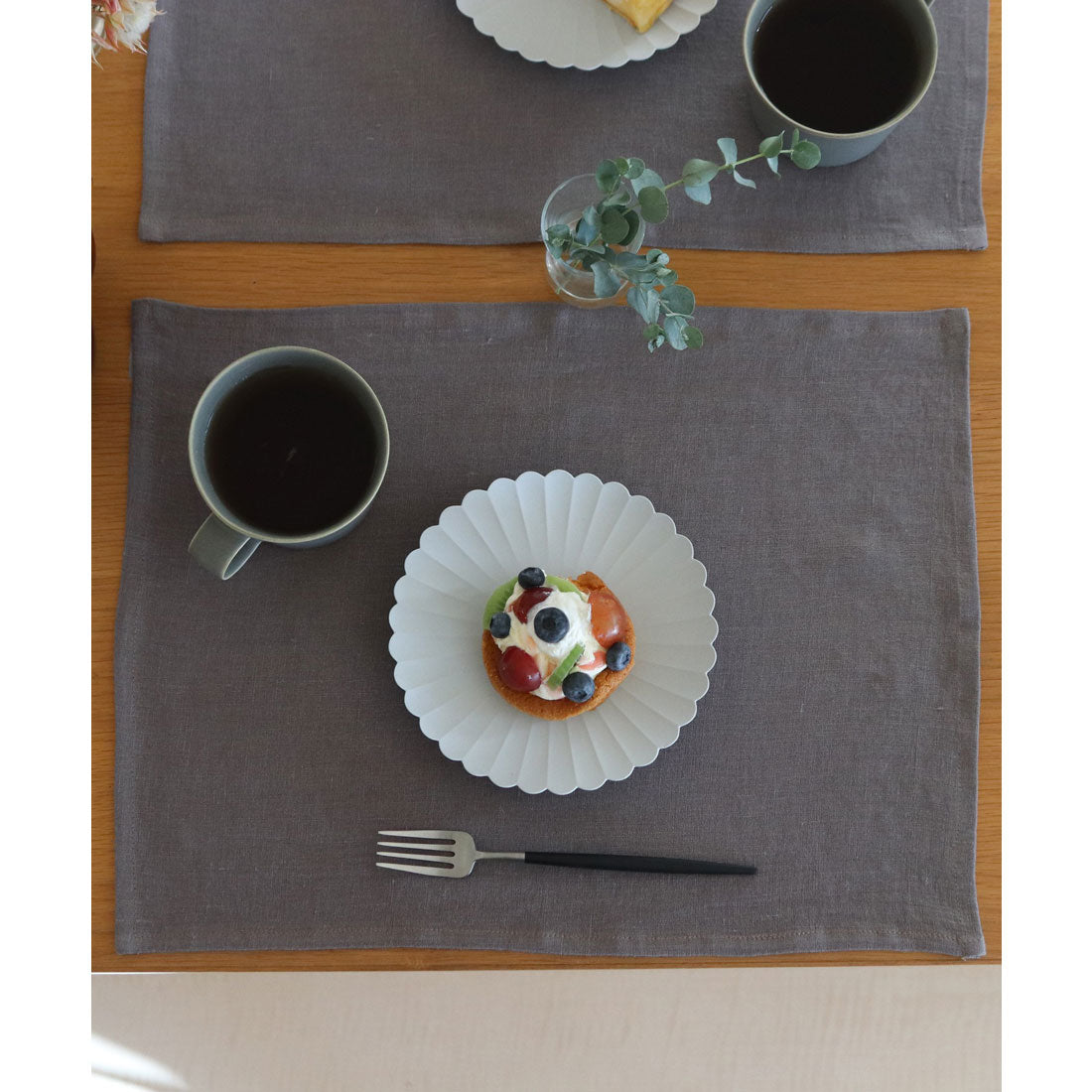 ジュビリー Jubilee 【2枚セット】 天然麻 100% ストーンウォッシュ 吸水速乾 ランチョンマット (グレー) グレー