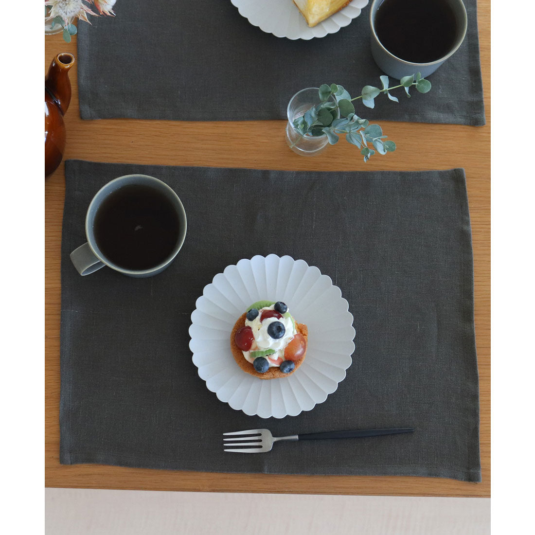 ジュビリー Jubilee 【2枚セット】 天然麻 100% ストーンウォッシュ 吸水速乾 ランチョンマット (カーキ) カーキ