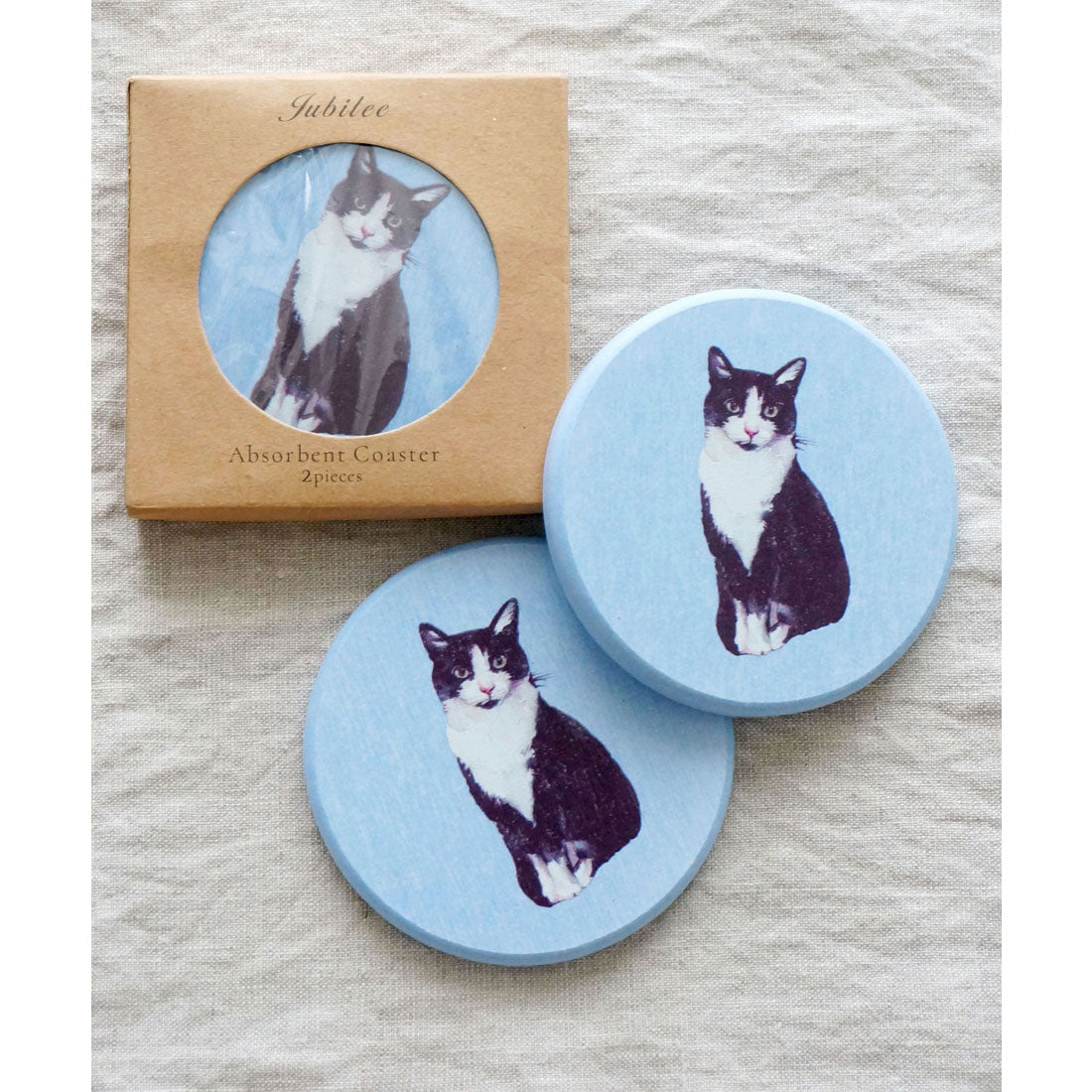 ジュビリー Jubilee 珪藻土コースター 同柄 2枚セット 無地 ラウンドシェイプ,ライトブルー