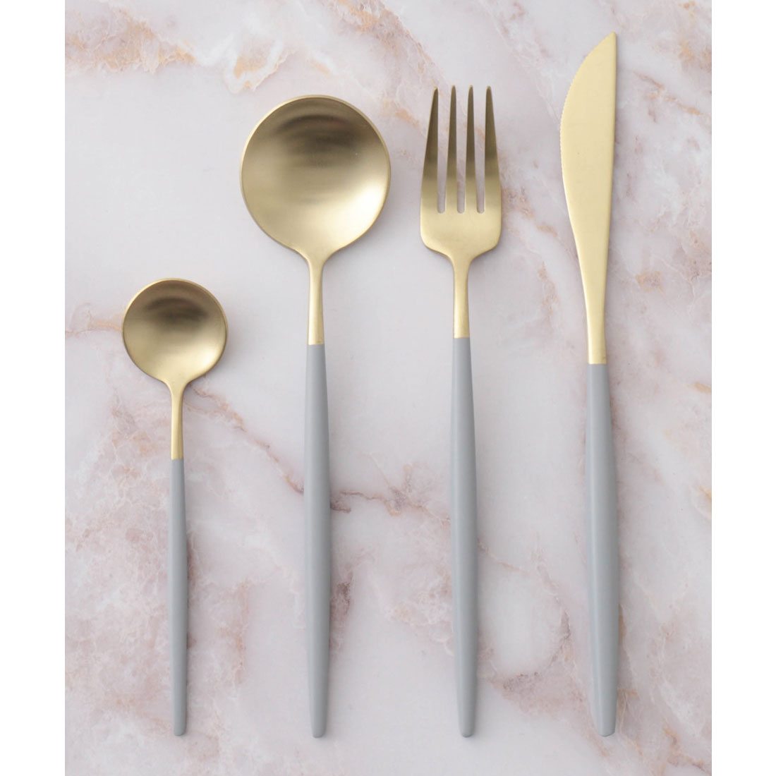 ジュビリー Jubilee 高品質 高級カトラリー 4点セット【返品不可商品】 (ゴールド×グレー) ゴールド×グレー