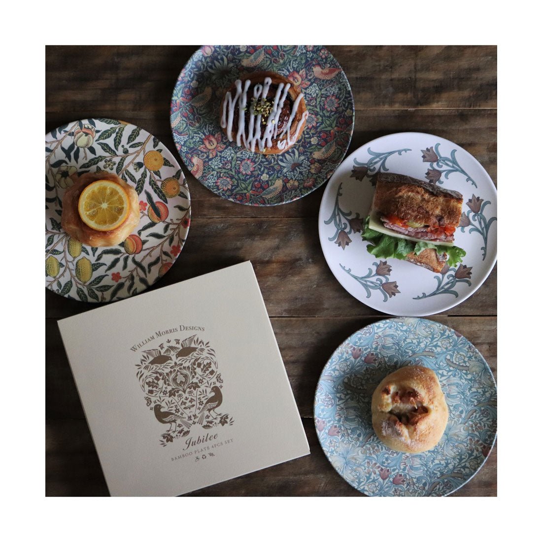 ★JUBILEE BAMBOO FIBER PLATE 14PCS SET Jubilee Eco Bamboo Flat Plate [Set of 4 in Gift Box] [Non-Returnable I