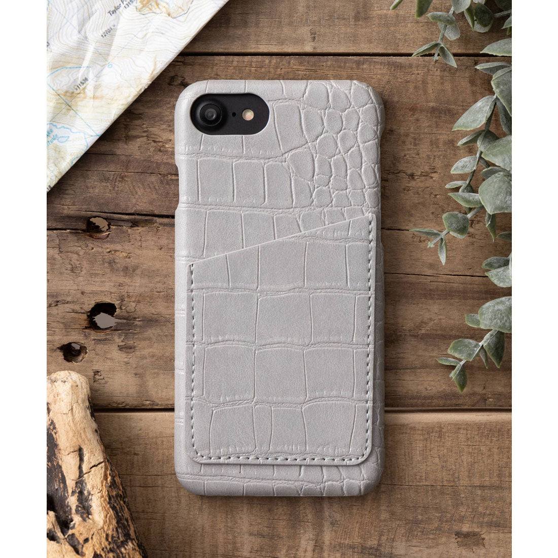 ジュビリー Jubilee エキゾチックレザー風 PUレザー iPhoneケース 合成皮革【6/7/8/SE/12/12pro/13 対応】,CRO-Grey