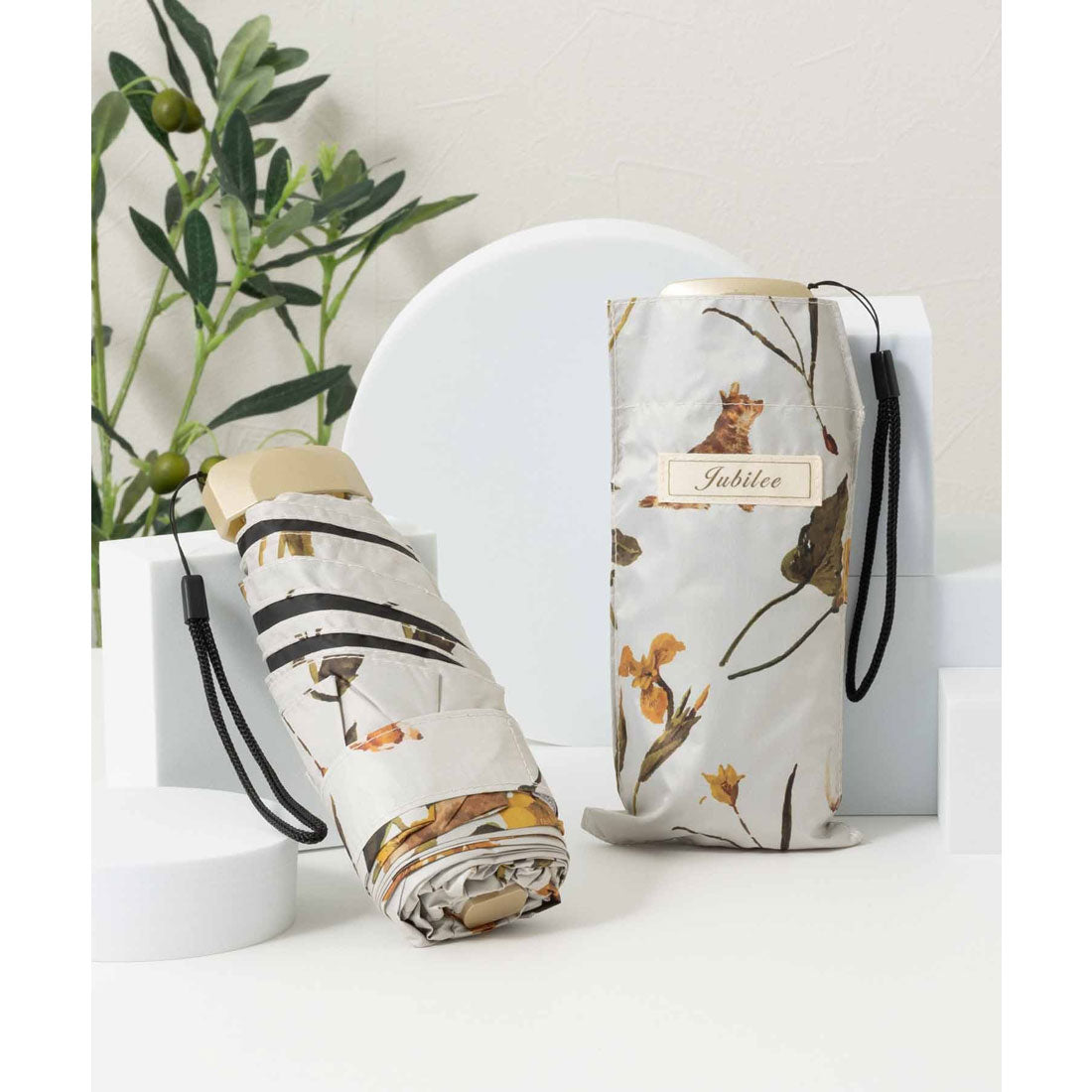 ジュビリー Jubilee UV 99%カット 晴雨兼用 猫 北欧 タータン デザインなど 軽量コンパクト 折りたたみ日傘 UPF50+ (その他14) その他14