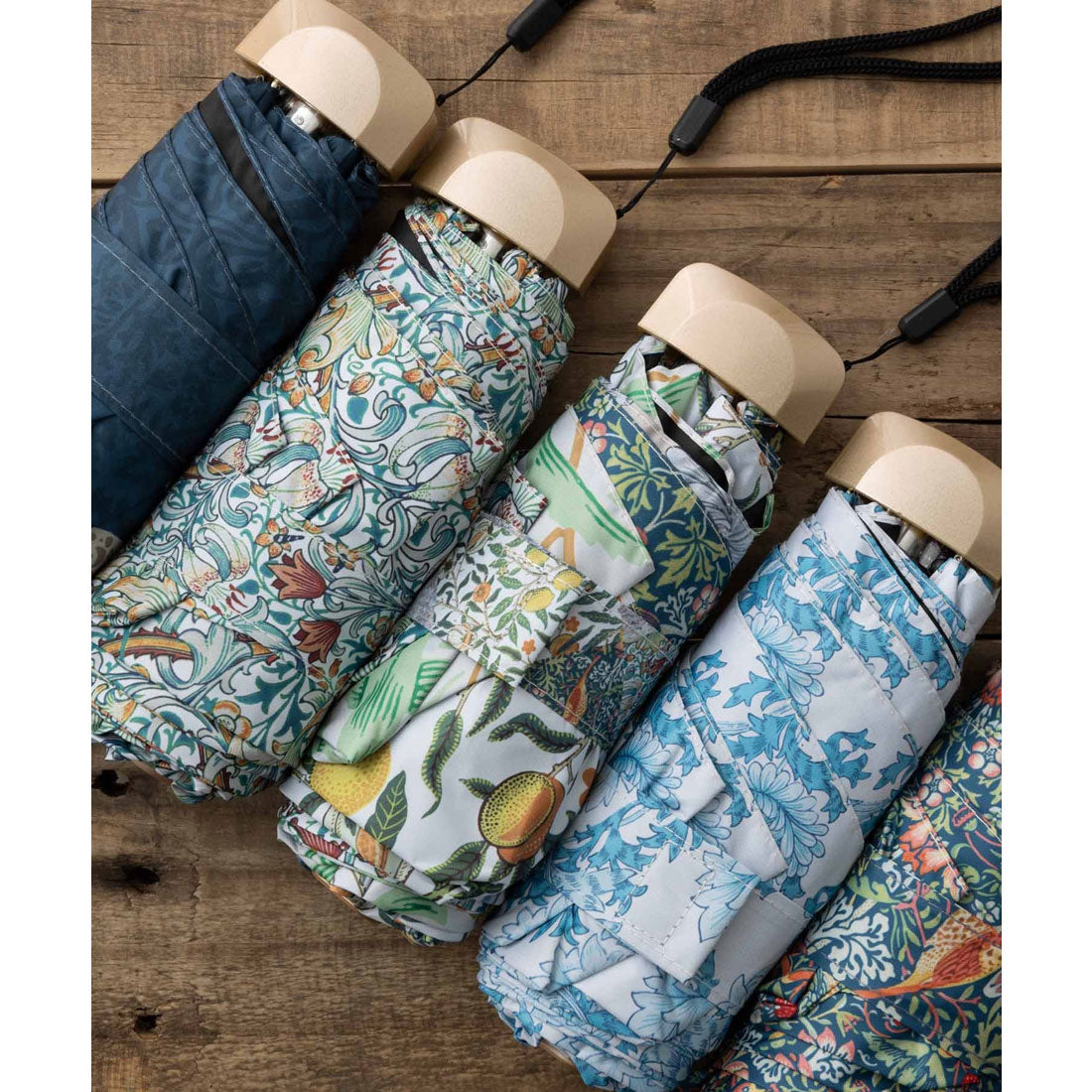 ジュビリー Jubilee 日傘 UPF50+ 98% UVカット ウィリアムモリス柄 晴雨兼用 軽量コンパクト 折りたたみ