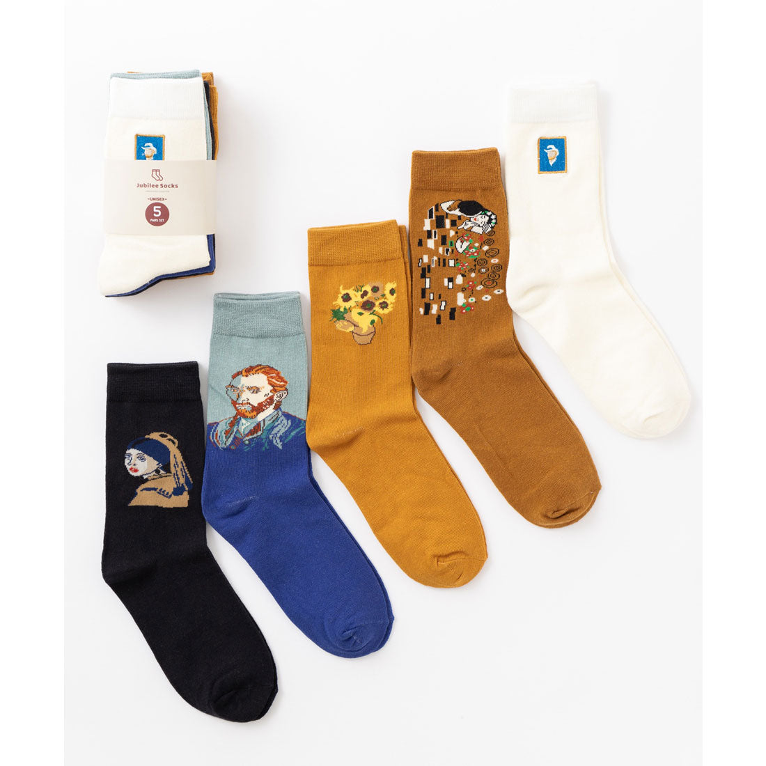 ジュビリー Jubilee ポップデザイン ソックス5足セット ユニセックス,ブラウン系その他