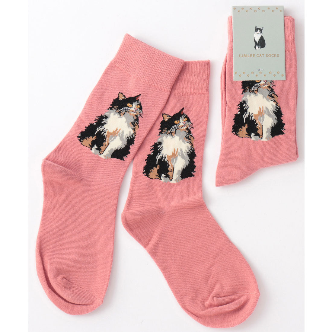 ジュビリー Jubilee キャット 猫デザインソックス,サーモンピンク