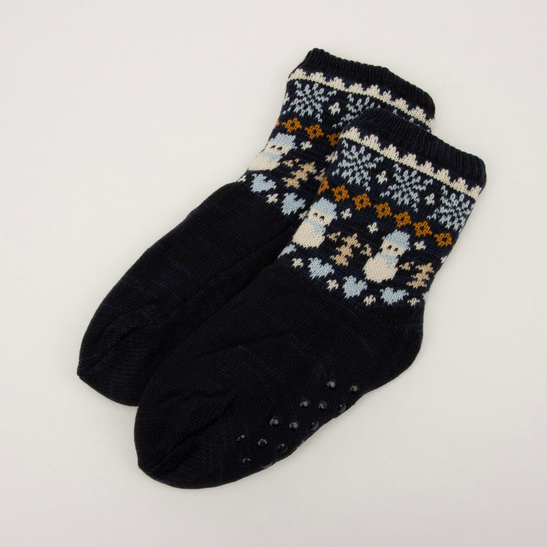 ジャムガーデン JamgardEn 【毎年人気!】裏ボアホームソックス 雪だるまノルディック クルー丈 (ネイビー) ネイビー