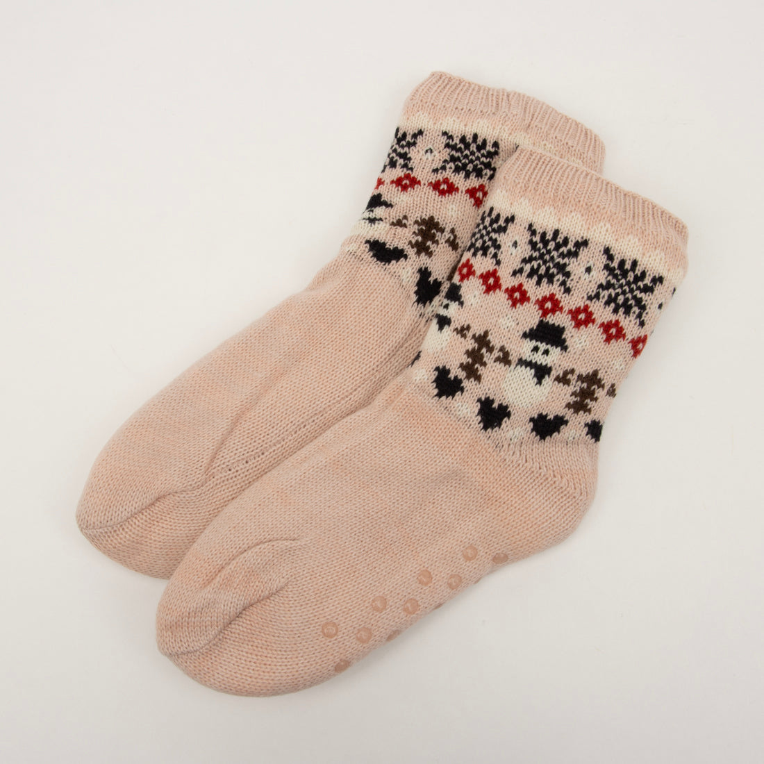 ジャムガーデン JamgardEn 【毎年人気!】裏ボアホームソックス 雪だるまノルディック クルー丈 (ピンク) ピンク